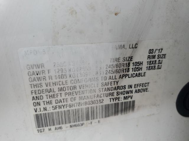2017 HONDA PILOT EXLN - 5FNYF6H78HB030382