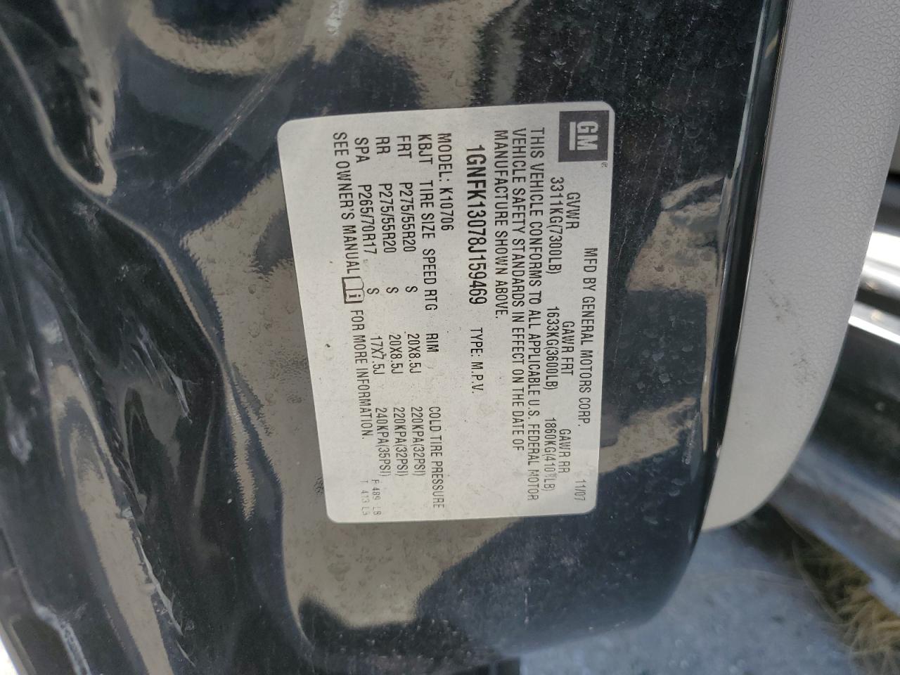 Lot #3287898248 2008 CHEVROLET TAHOE K1500