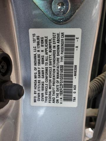 2016 HONDA CIVIC LX 19XFC2F51GE014930