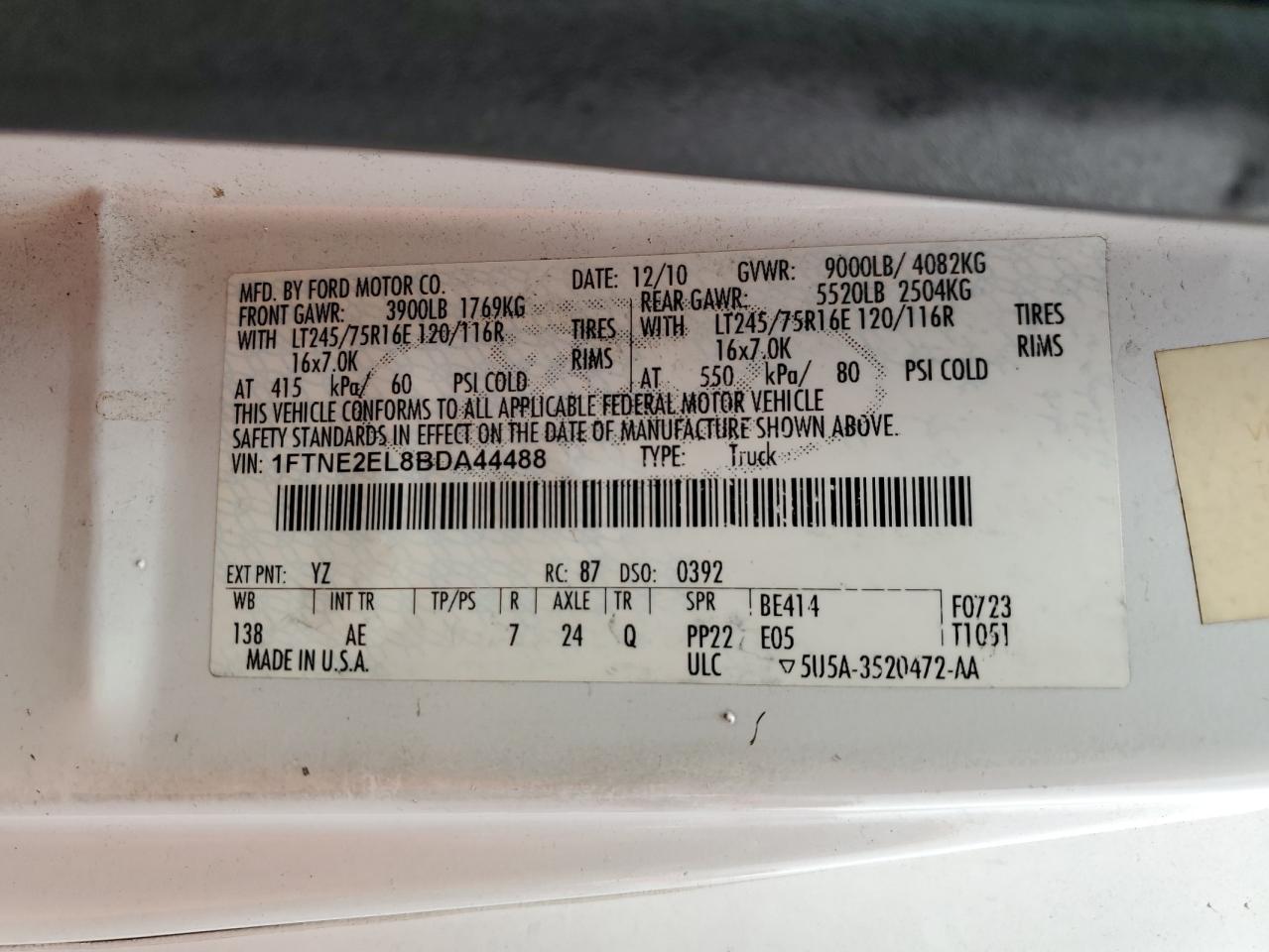 FORD ECONOLINE E250 VAN