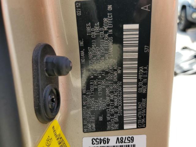2012 TOYOTA SIENNA XLE - 5TDYK3DC6CS230792