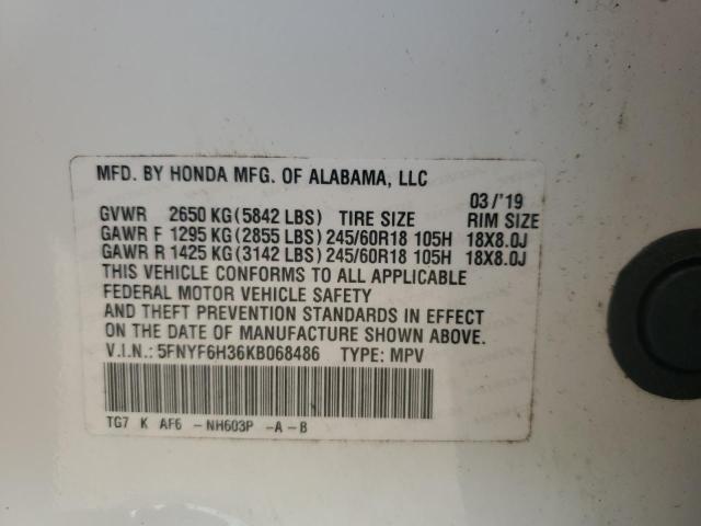 2019 HONDA PILOT EX 5FNYF6H36KB068486