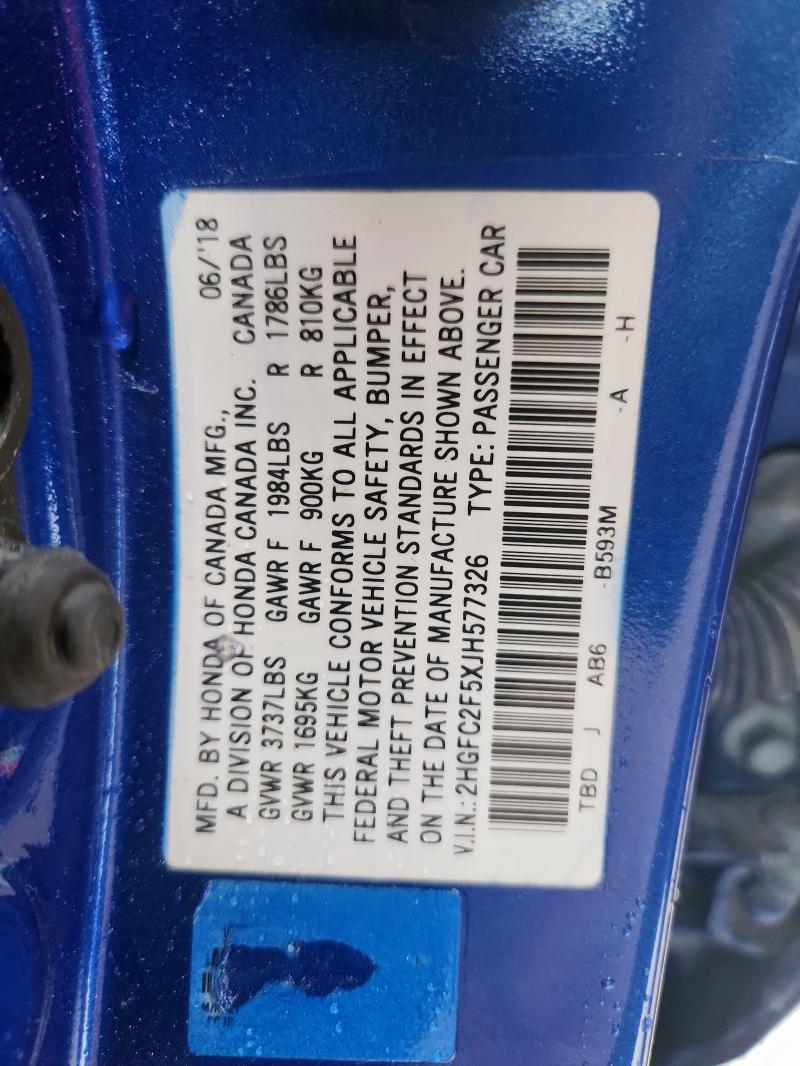 2018 HONDA CIVIC LX - 2HGFC2F5XJH577326
