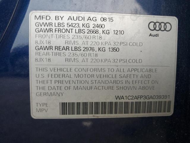 2016 AUDI Q5 PREMIUM WA1C2AFP3GA039391