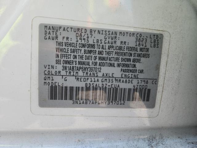 2017 NISSAN SENTRA S 3N1AB7AP6HY397012