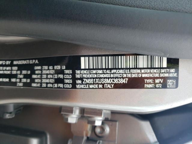 2021 MASERATI LEVANTE SP ZN661XUS8MX363847