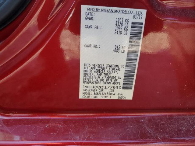 2019 NISSAN ALTIMA SL 1N4BL4EV2KC177930