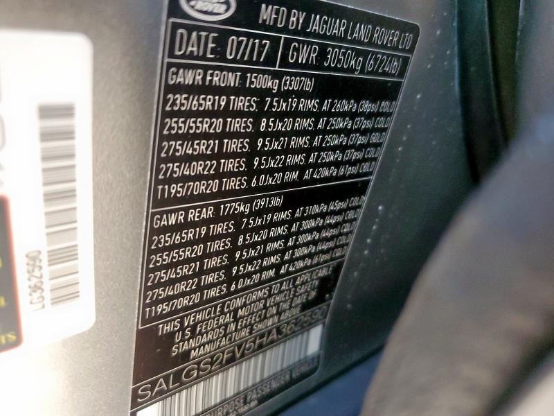 2017 LAND ROVER RANGE ROVE SALGS2FV5HA362590