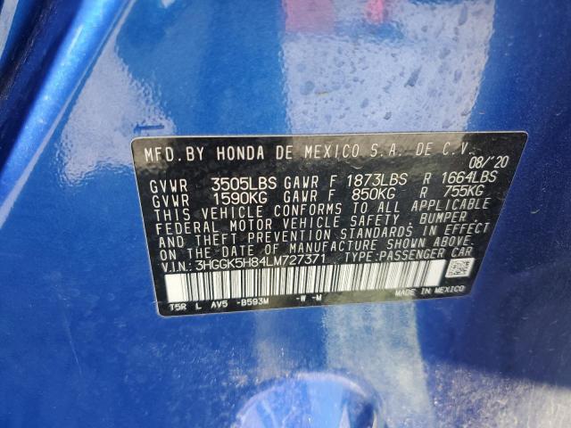 2020 HONDA FIT EX 3HGGK5H84LM727371