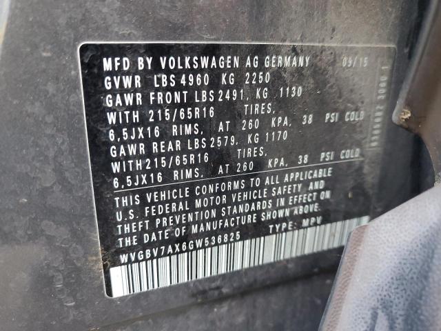 2016 VOLKSWAGEN TIGUAN S - WVGBV7AX6GW536825