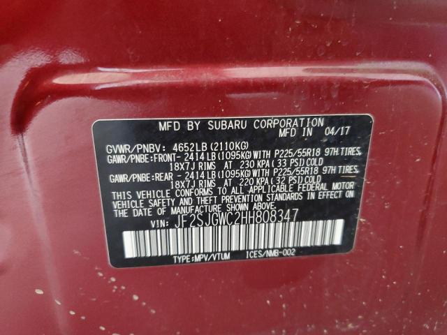 2017 SUBARU FORESTER 2 JF2SJGWC2HH808347