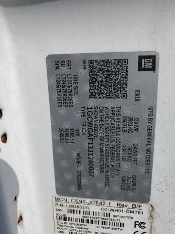 2018 CHEVROLET EXPRESS G2 1GCWGAF13J1340007
