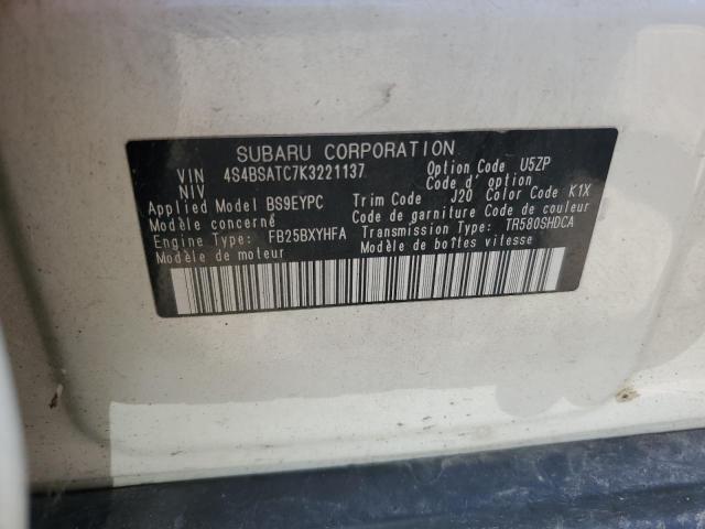 2019 SUBARU OUTBACK TO 4S4BSATC7K3221137