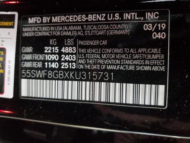 2019 MERCEDES-BENZ C 63 AMG 55SWF8GBXKU315731