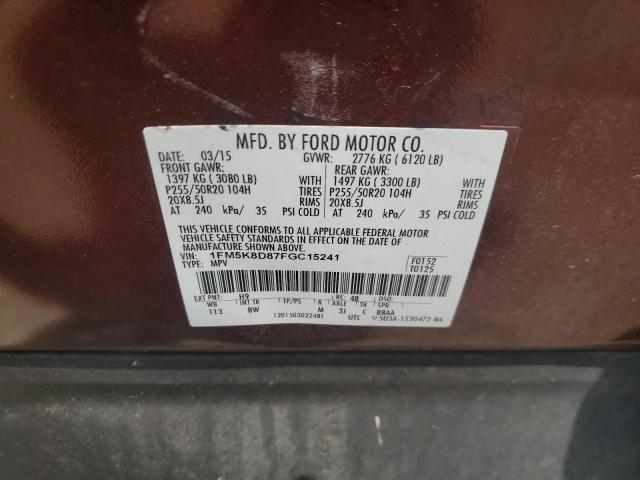 2015 FORD EXPLORER XLT 1FM5K8D87FGC15241