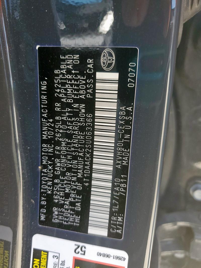 2025 TOYOTA CAMRY XSE 4T1DAACK2SU063366