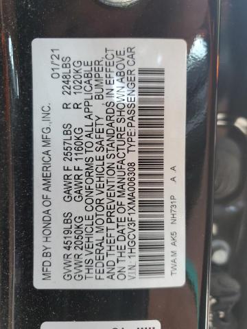 2021 HONDA ACCORD HYB 1HGCV3F1XMA006308