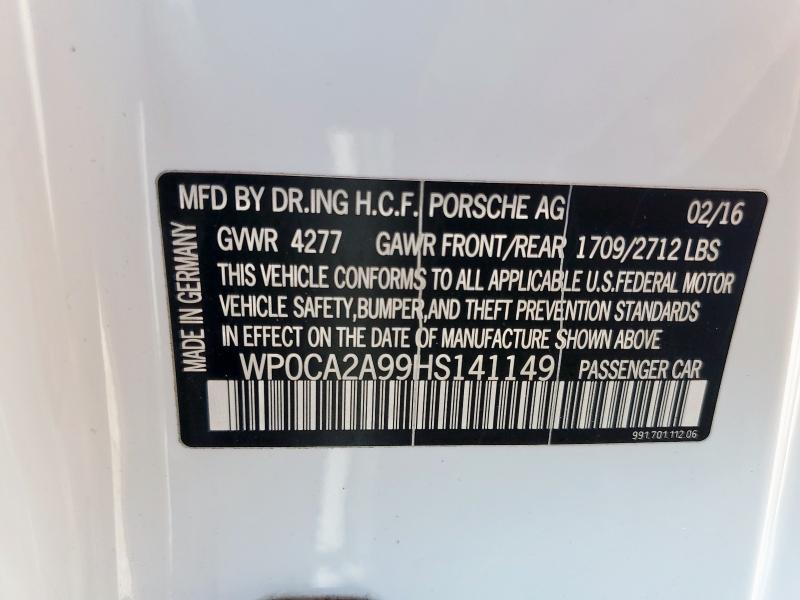 2017 PORSCHE 911 CARRER WP0CA2A99HS141149