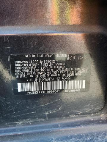 2012 SUBARU IMPREZA - JF1GPAA69CH215259
