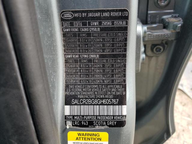 2016 LAND ROVER DISCOVERY SALCR2BG8GH605767