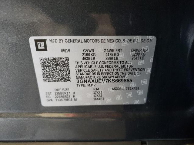 2019 CHEVROLET EQUINOX LT - 3GNAXUEV7KS669865