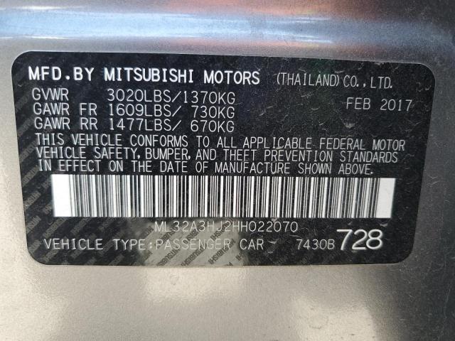 2017 MITSUBISHI MIRAGE ES ML32A3HJ2HH022070