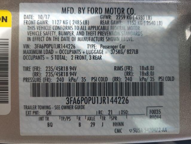 2018 FORD FUSION SE - 3FA6P0PU1JR144226