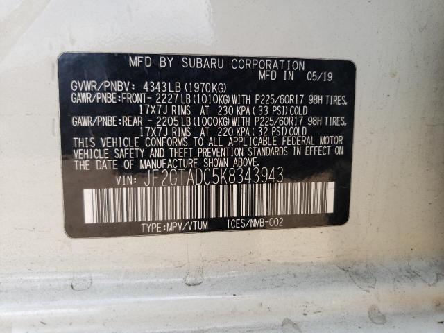 2019 SUBARU CROSSTREK PREMIUM JF2GTADC5K8343943