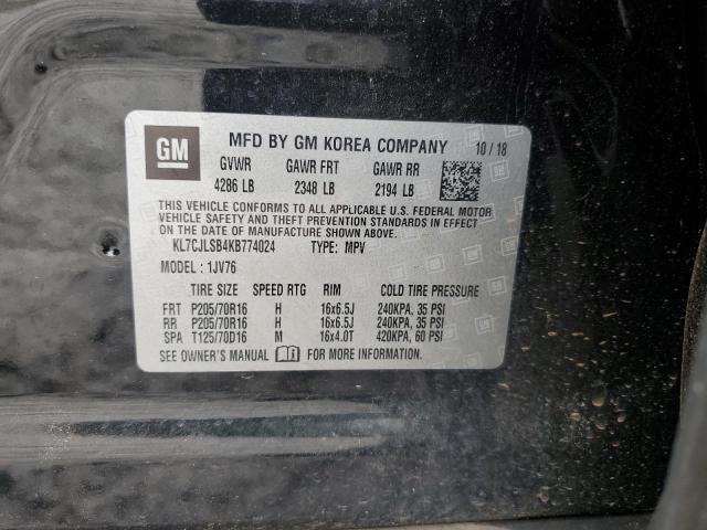 2019 CHEVROLET TRAX 1LT KL7CJLSB4KB774024