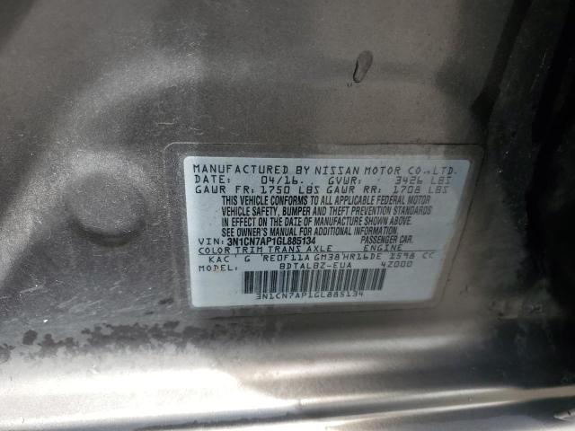 2016 NISSAN VERSA S 3N1CN7AP1GL885134