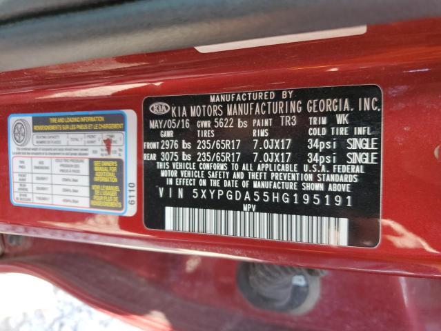 2017 KIA SORENTO LX 5XYPGDA55HG195191