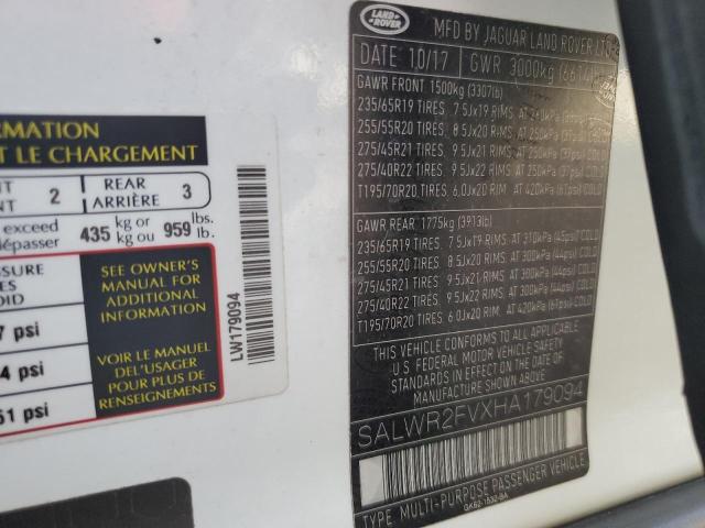 2017 LAND ROVER RANGE ROVE SALWR2FVXHA179094