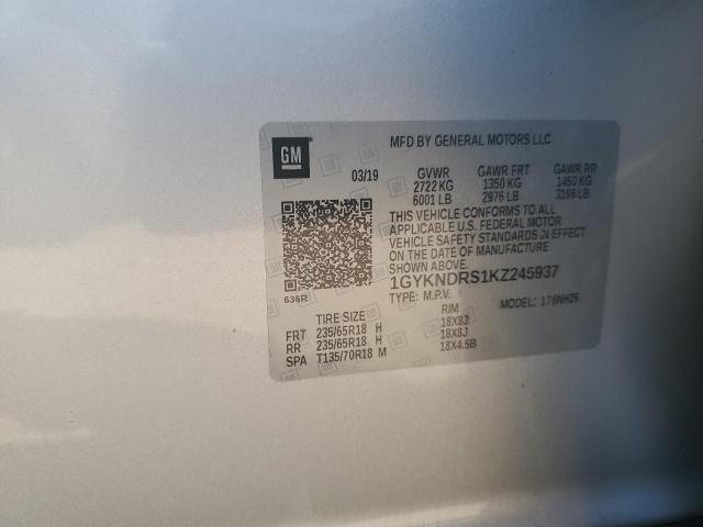2019 CADILLAC XT5 LUXURY 1GYKNDRS1KZ245937