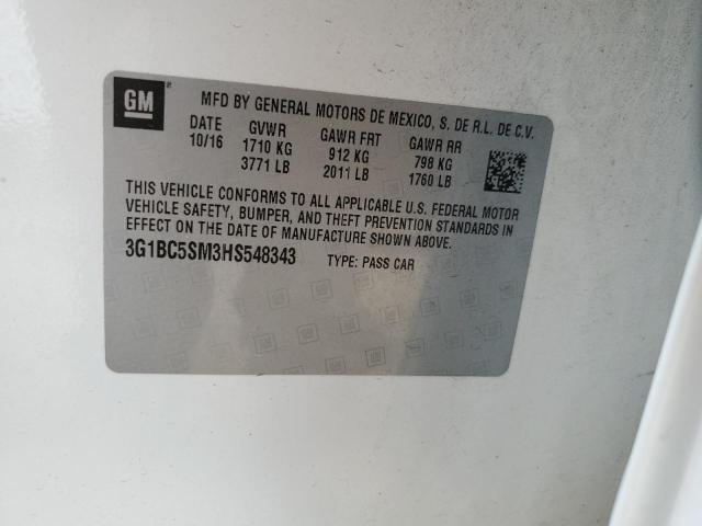 2017 CHEVROLET CRUZE LS - 3G1BC5SM3HS548343
