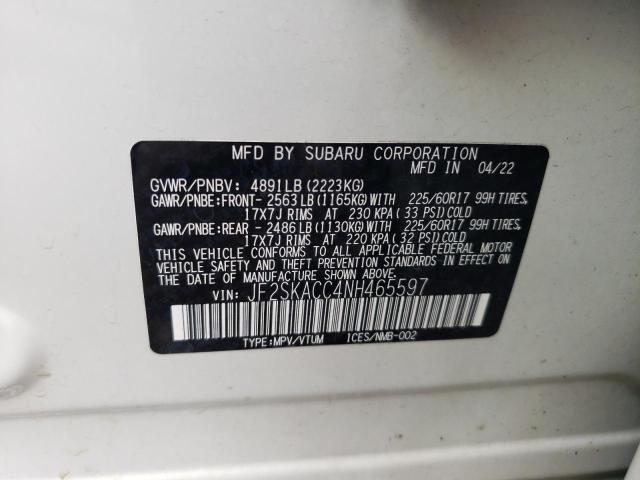 2022 SUBARU FORESTER JF2SKACC4NH465597