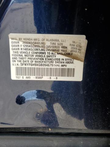 2016 HONDA PILOT TOUR 5FNYF6H9XGB094679
