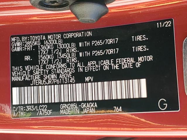 2023 TOYOTA 4RUNNER SE JTERU5JR7P6113145