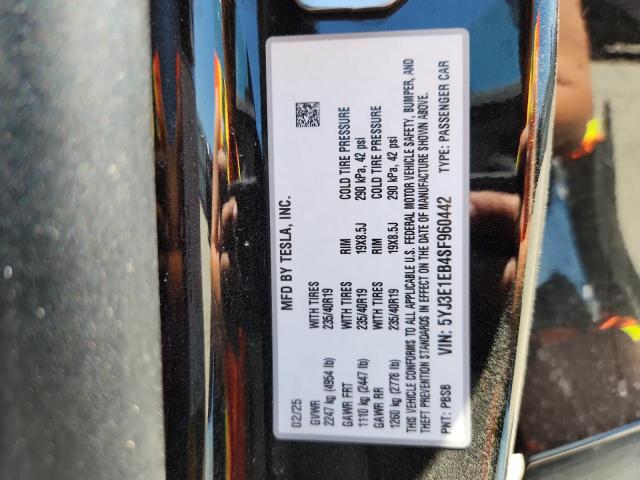 2025 TESLA MODEL 3 5YJ3E1EB4SF960442