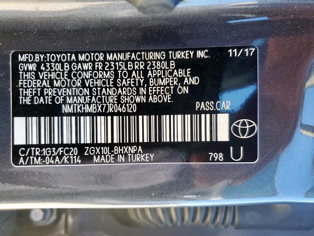 2018 TOYOTA C-HR XLE NMTKHMBX7JR046120