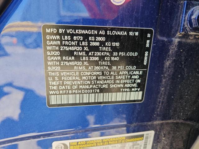 2017 VOLKSWAGEN TOUAREG WO WVGRF7BP5HD003176