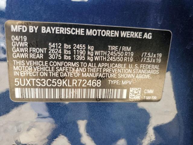 2019 BMW X3 XDRIVEM40I 5UXTS3C59KLR72468