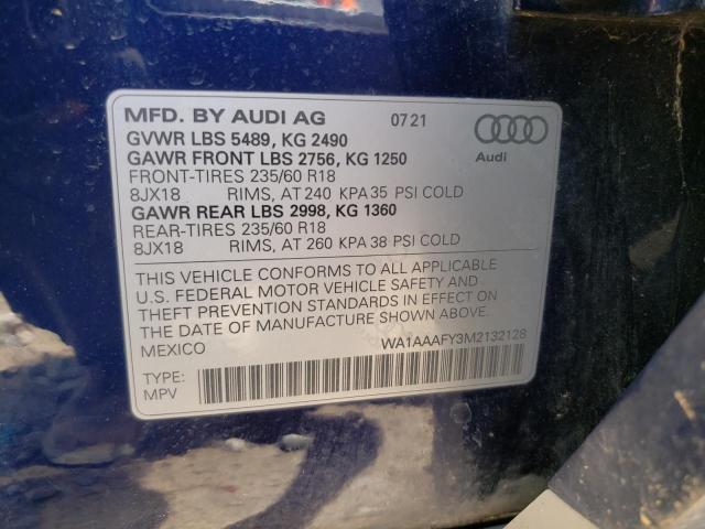 2021 AUDI Q5 PREMIUM WA1AAAFY3M2132128