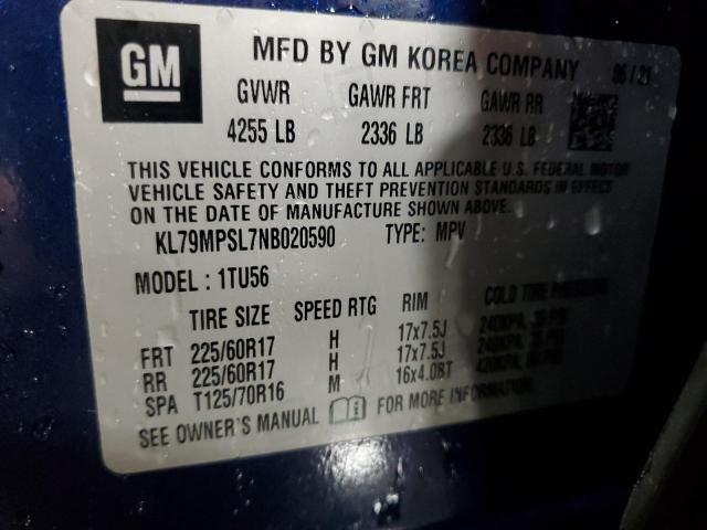 2022 CHEVROLET TRAILBLAZE KL79MPSL7NB020590