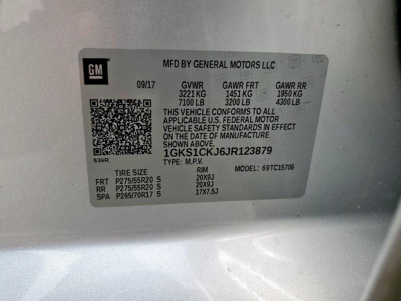 2018 GMC YUKON DENA 1GKS1CKJ6JR123879