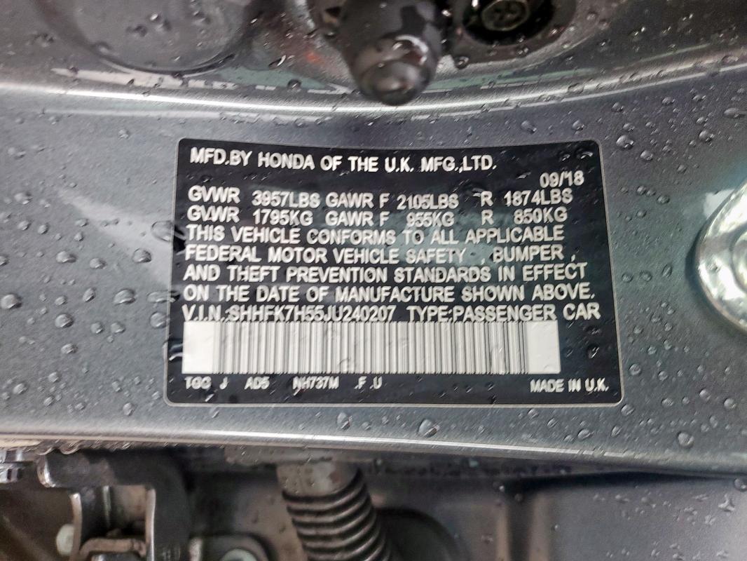 2018 HONDA CIVIC EX SHHFK7H55JU240207