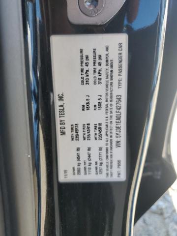 2020 TESLA MODEL 3 5YJ3E1EA0LF427643