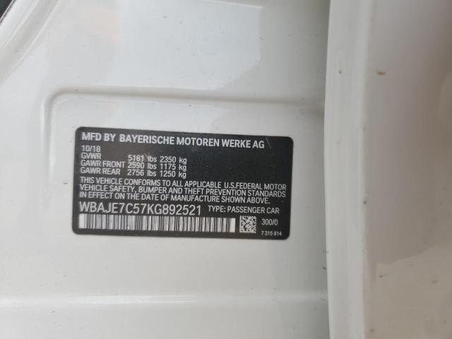 2019 BMW 540 XI WBAJE7C57KG892521
