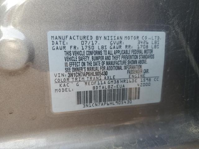 2017 NISSAN VERSA S - 3N1CN7AP6HL905430