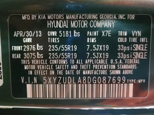 2013 HYUNDAI SANTA FE S - 5XYZUDLA8DG087699