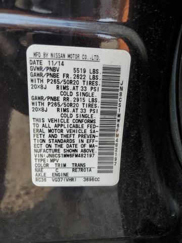 2015 INFINITI QX70 JN8CS1MW6FM482197